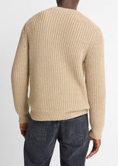 Utility Shaker Merino Wool Sweater in Crew Neck - HEATHER RIVER SAND