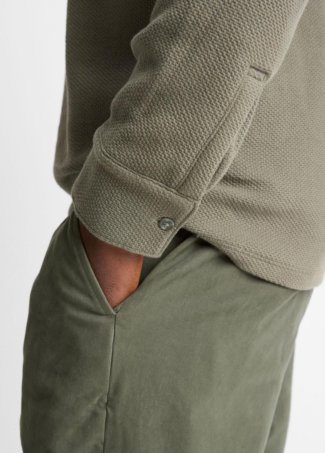Basket-Weave Cotton Long-Sleeve Polo Shirt in Henleys & Polos - SYCAMORE