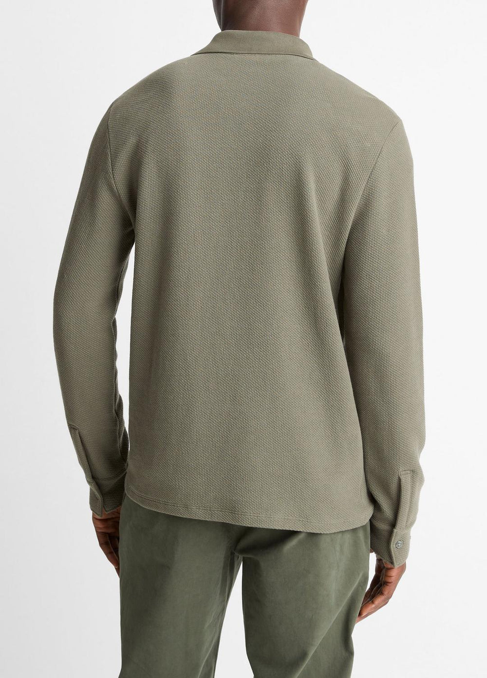 Basket-Weave Cotton Long-Sleeve Polo Shirt in Henleys & Polos - SYCAMORE