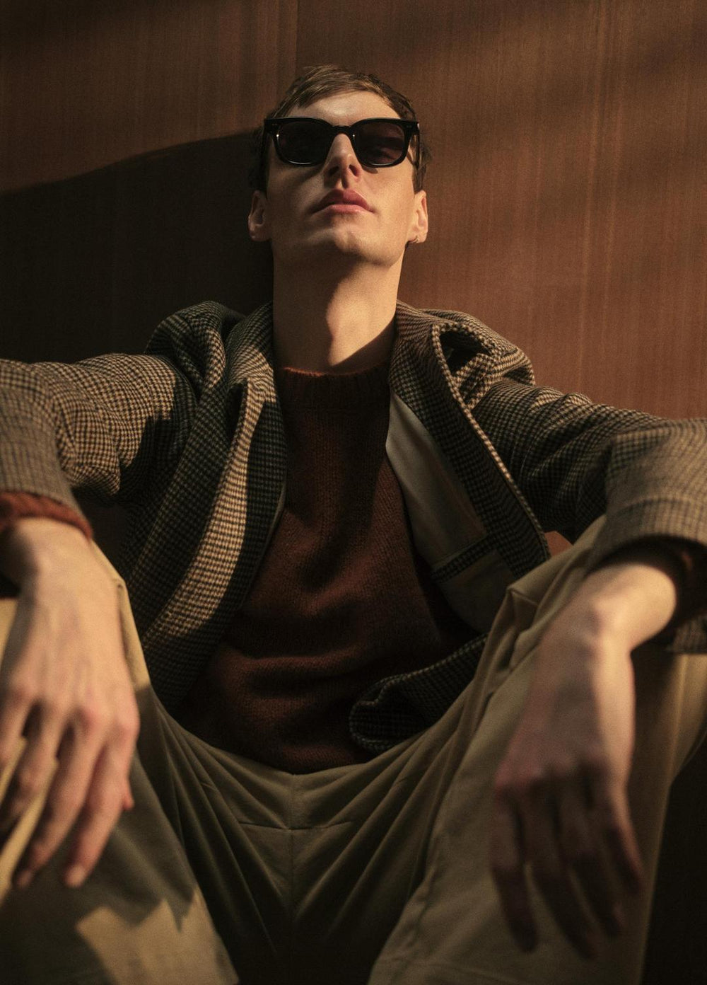 Houndstooth Bomber Jacket in Jackets - DARK ROAST COMBO