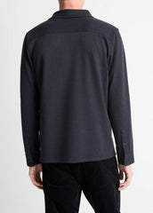 Herringbone Cotton-Blend Button-Front Shirt in Long Sleeve - COASTAL BLUE