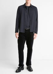 Herringbone Cotton-Blend Button-Front Shirt in Long Sleeve - COASTAL BLUE