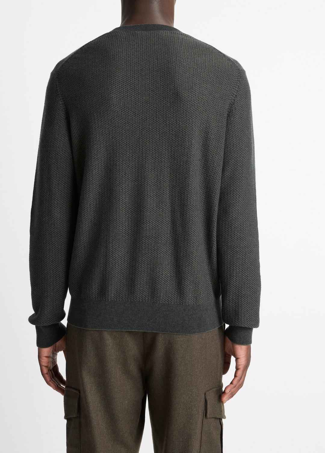 Geo-Jacquard Wool-Blend Crew Neck Sweater in Crew Neck - DRIVER GREEN/COASTAL BLUE