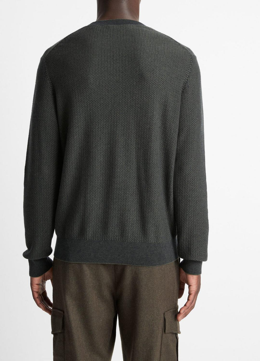 Geo-Jacquard Wool-Blend Crew Neck Sweater in Crew Neck - DRIVER GREEN/COASTAL BLUE