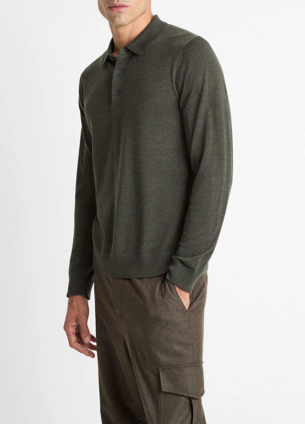 Wool Polo Sweater in Sweaters - DARK LEAF
