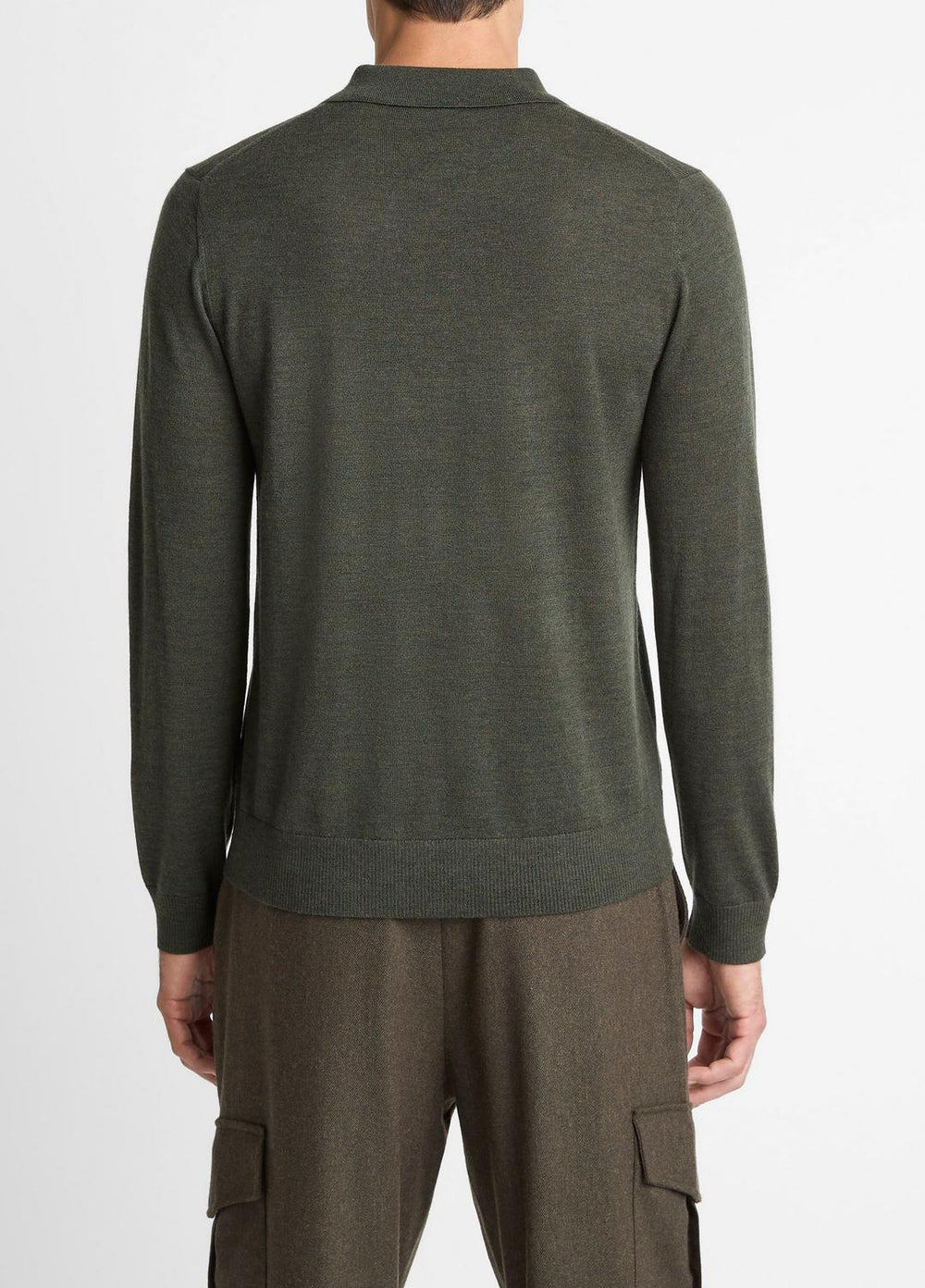 Wool Polo Sweater in Sweaters - DARK LEAF
