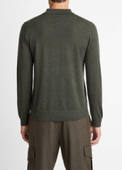 Wool Polo Sweater in Sweaters - DARK LEAF