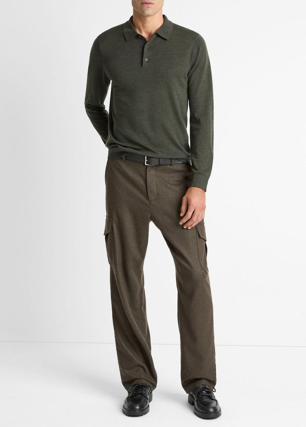 Wool Polo Sweater in Sweaters - DARK LEAF