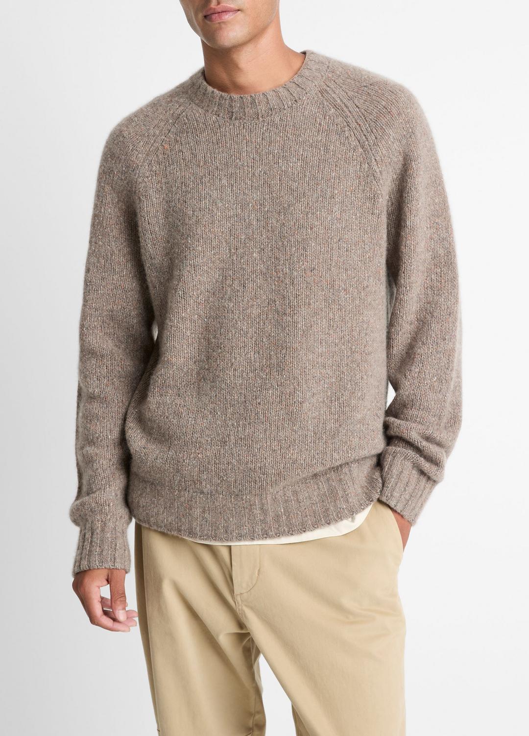 Donegal Cashmere Raglan-Sleeve Sweater in Crew Neck - DARK HEATHER MOUSE