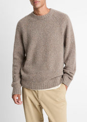 Donegal Cashmere Raglan-Sleeve Sweater in Crew Neck - DARK HEATHER MOUSE