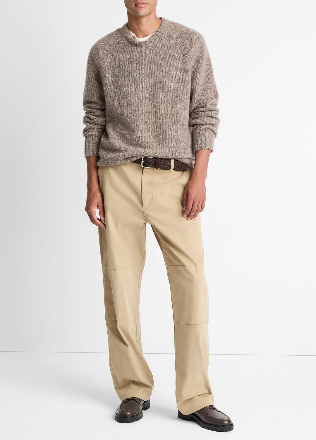 Donegal Cashmere Raglan-Sleeve Sweater in Crew Neck - DARK HEATHER MOUSE