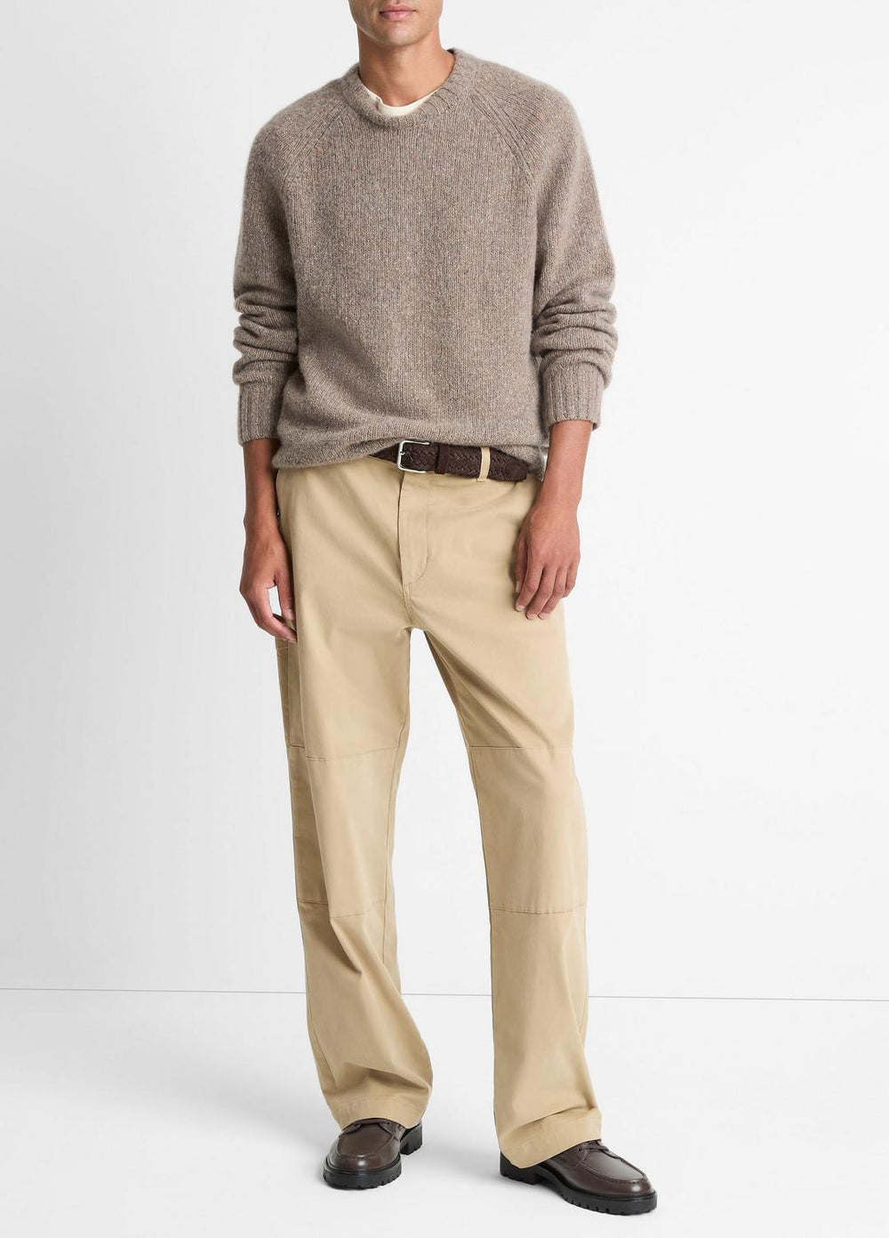 Donegal Cashmere Raglan-Sleeve Sweater in Crew Neck - DARK HEATHER MOUSE