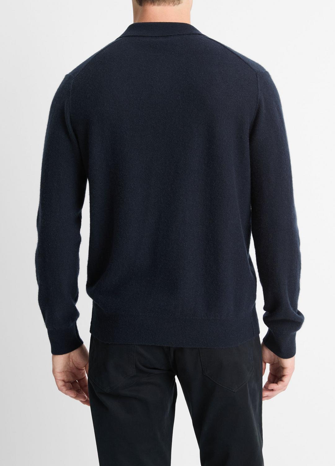 Plush Cashmere Johnny-Collar Polo in Sweaters - COASTAL BLUE