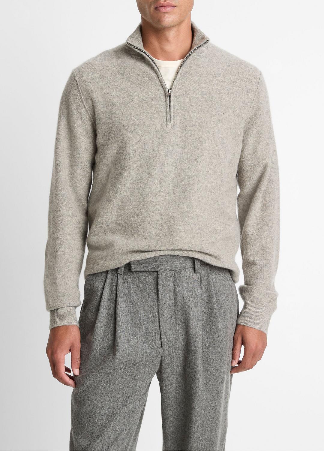Plush Cashmere Quarter-Zip Sweater in Quarter Zip - HEATHER MOUSE