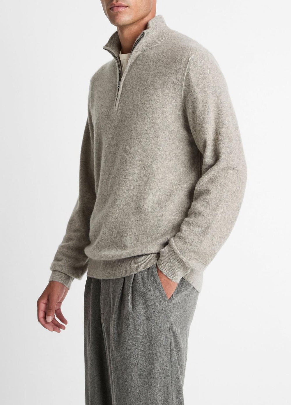 Plush Cashmere Quarter-Zip Sweater in Quarter Zip - HEATHER MOUSE