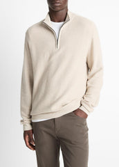 Geo-Jacquard Wool-Blend Quarter-Zip Sweater in Quarter Zip - BRITISH KHAKI/CLASSIC CREAM