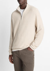 Geo-Jacquard Wool-Blend Quarter-Zip Sweater in Quarter Zip - BRITISH KHAKI/CLASSIC CREAM