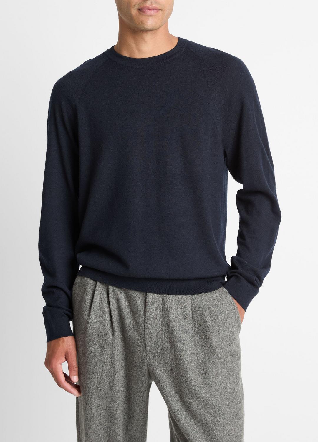Featherweight Wool-Cashmere Crew Neck Sweater in Crew Neck - COASTAL BLUE
