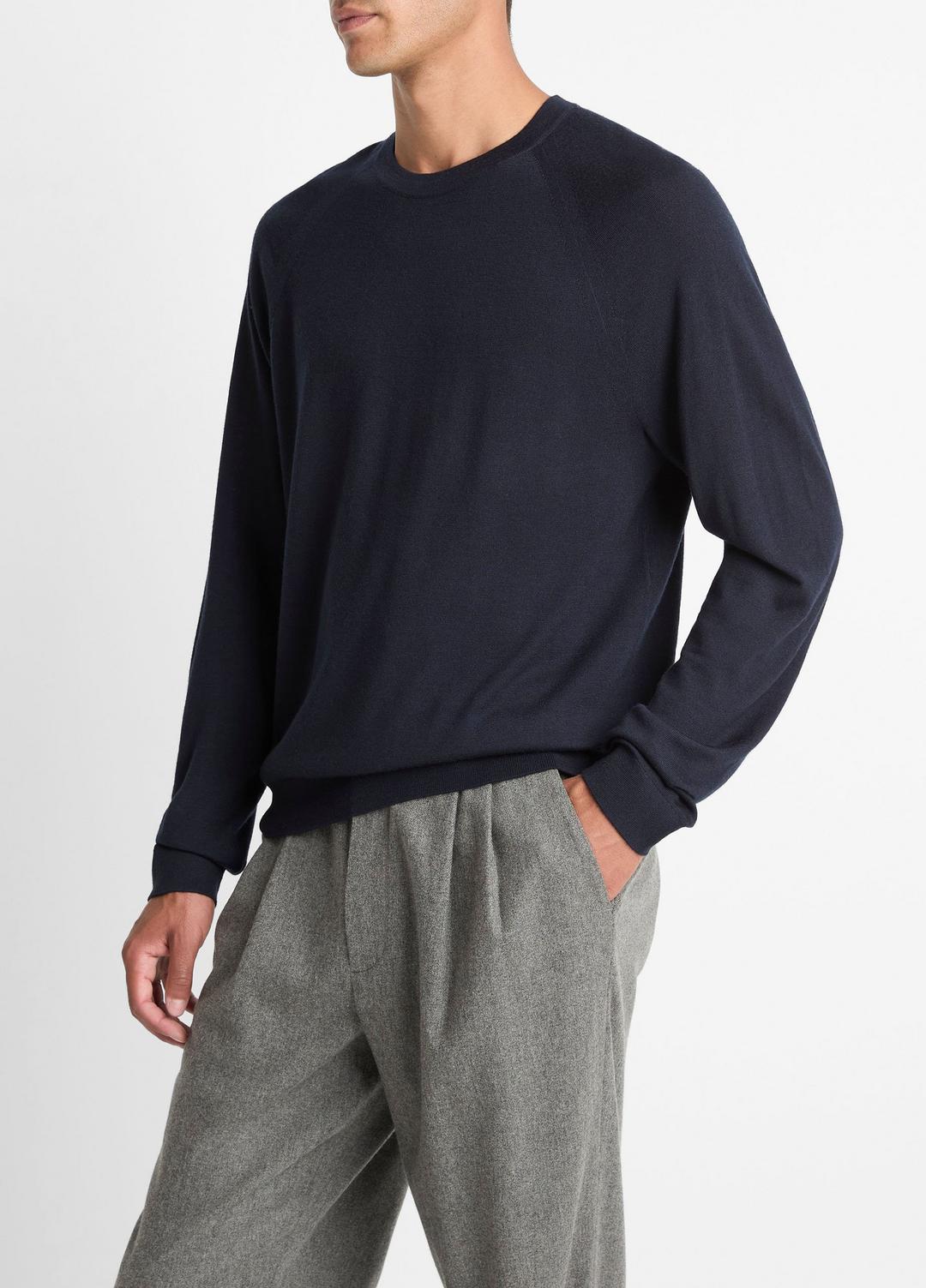 Featherweight Wool-Cashmere Crew Neck Sweater in Crew Neck - COASTAL BLUE
