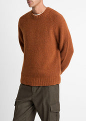 Donegal Cashmere Raglan-Sleeve Sweater in Crew Neck - DARK BURNT ORANGE
