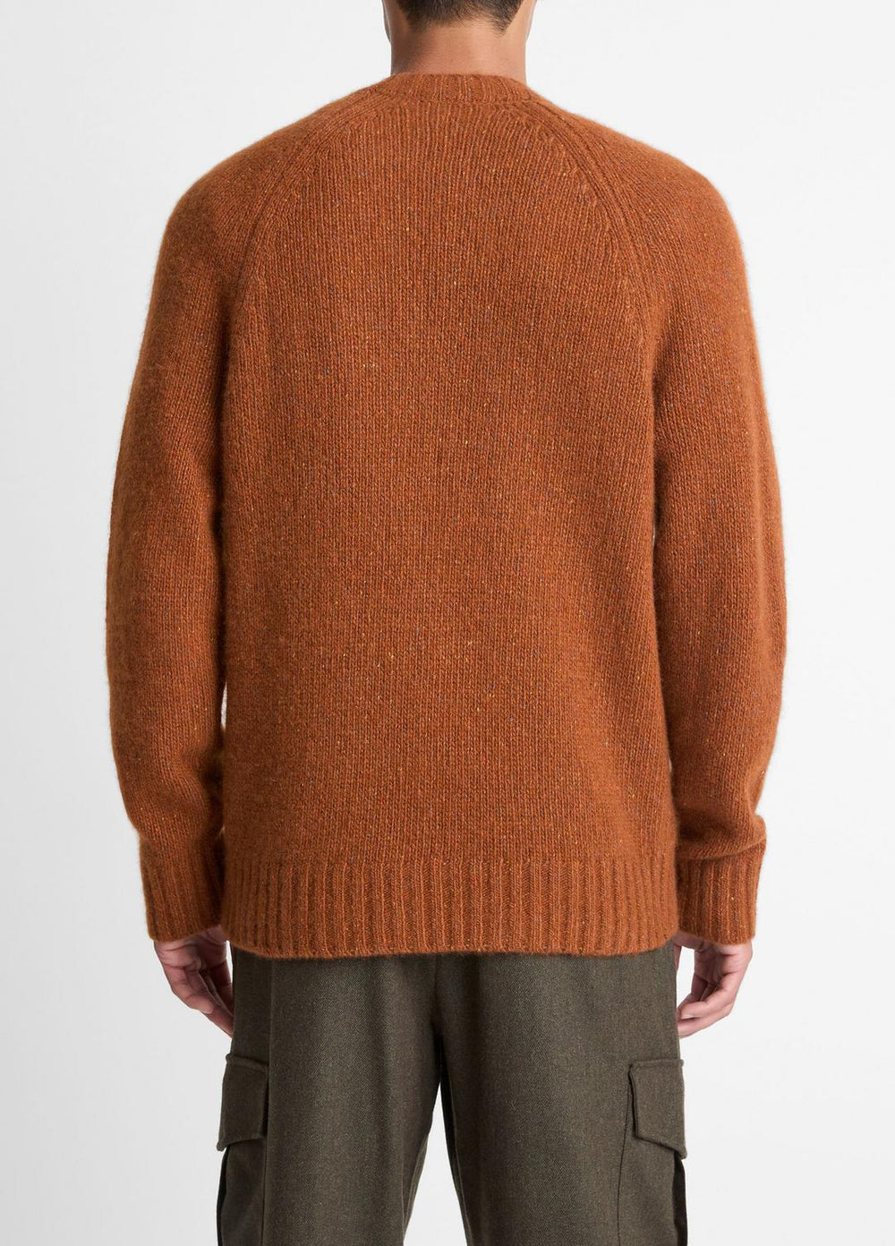 Donegal Cashmere Raglan-Sleeve Sweater in Crew Neck - DARK BURNT ORANGE
