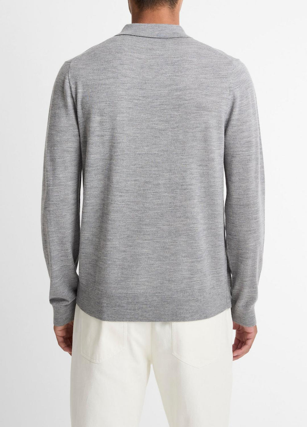 Wool Polo Sweater in Sweaters - HEATHER GREY