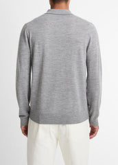 Wool Polo Sweater in Sweaters - HEATHER GREY