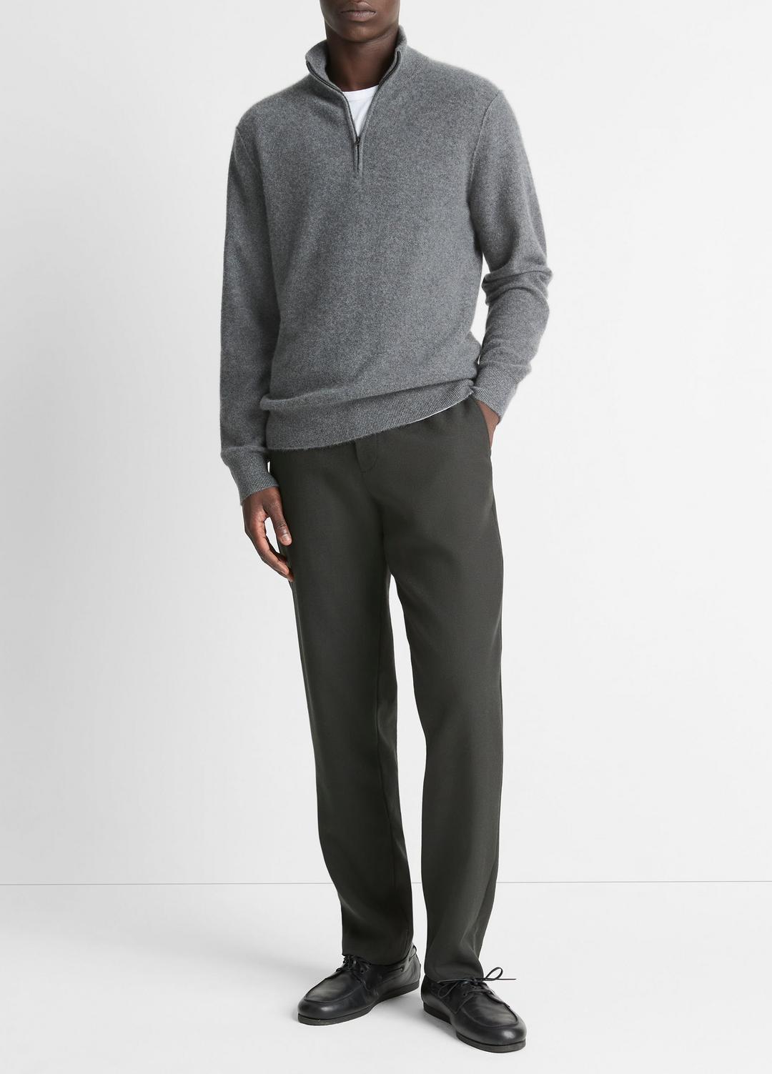 Plush Cashmere Quarter-Zip Sweater in Quarter Zip - MEDIUM HEATHER GREY