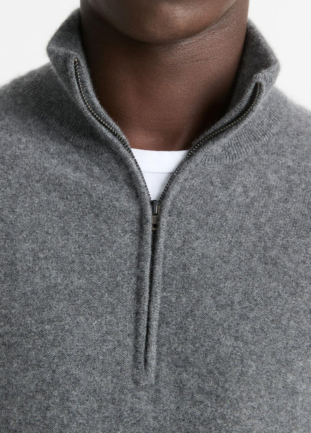 Plush Cashmere Quarter-Zip Sweater in Quarter Zip - MEDIUM HEATHER GREY