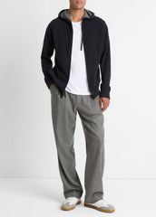 Cashmere Zip-Front Hoodie in Cashmere - COASTAL BLUE/MEDIUM HEATHER GREY