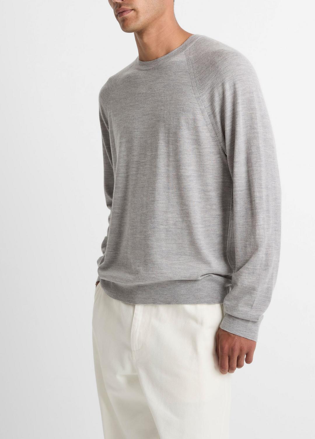 Featherweight Wool-Cashmere Crew Neck Sweater in Crew Neck - HEATHER GREY