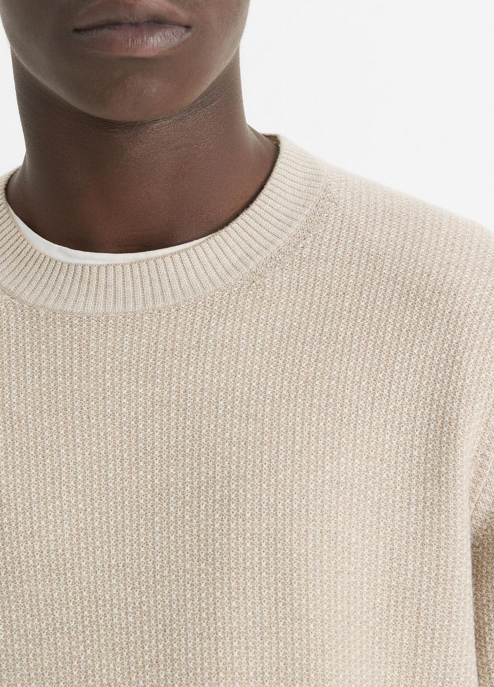 Geo-Jacquard Wool-Blend Crew Neck Sweater in Crew Neck - BRITISH KHAKI/CLASSIC CREAM
