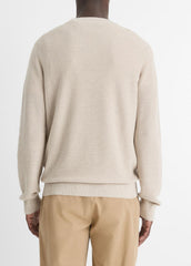 Geo-Jacquard Wool-Blend Crew Neck Sweater in Crew Neck - BRITISH KHAKI/CLASSIC CREAM