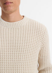Macro-Waffle Crew Neck Sweater in Crew Neck - PEBBLE WHITE