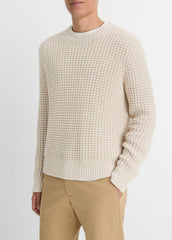 Macro-Waffle Crew Neck Sweater in Crew Neck - PEBBLE WHITE