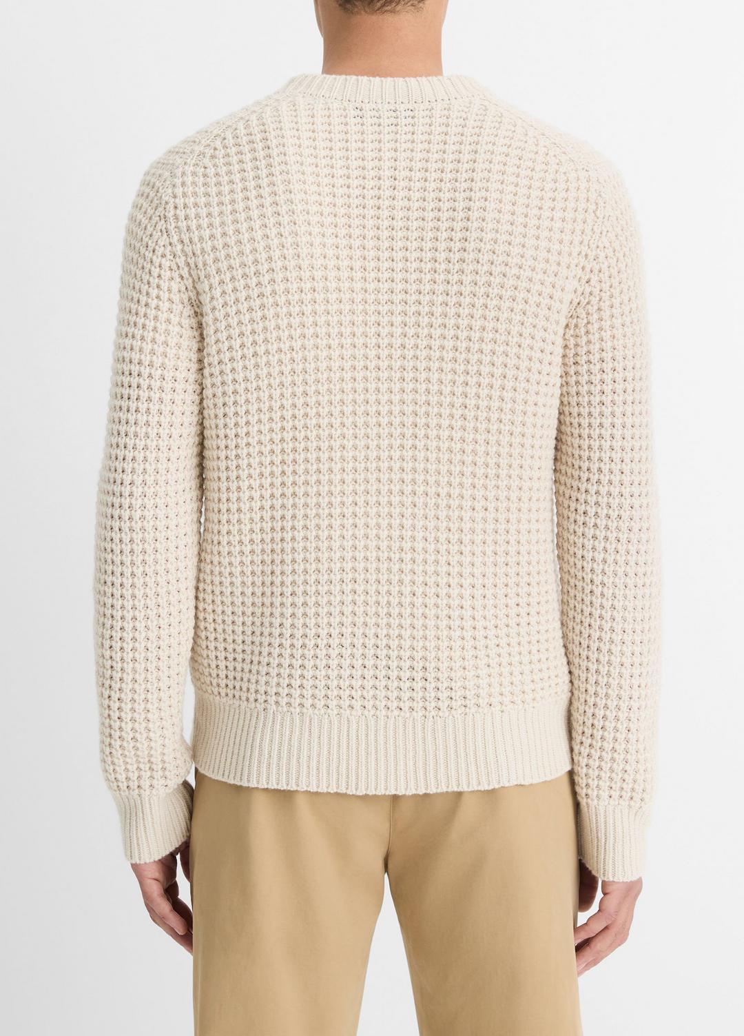 Macro-Waffle Crew Neck Sweater in Crew Neck - PEBBLE WHITE