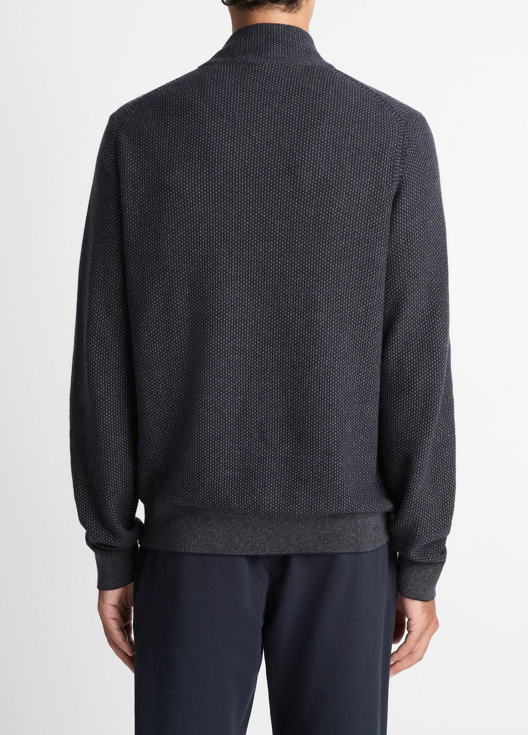 Geo-Jacquard Wool-Blend Quarter-Zip Sweater in Quarter Zip - COASTAL BLUE/MEDIUM HEATHER GREY