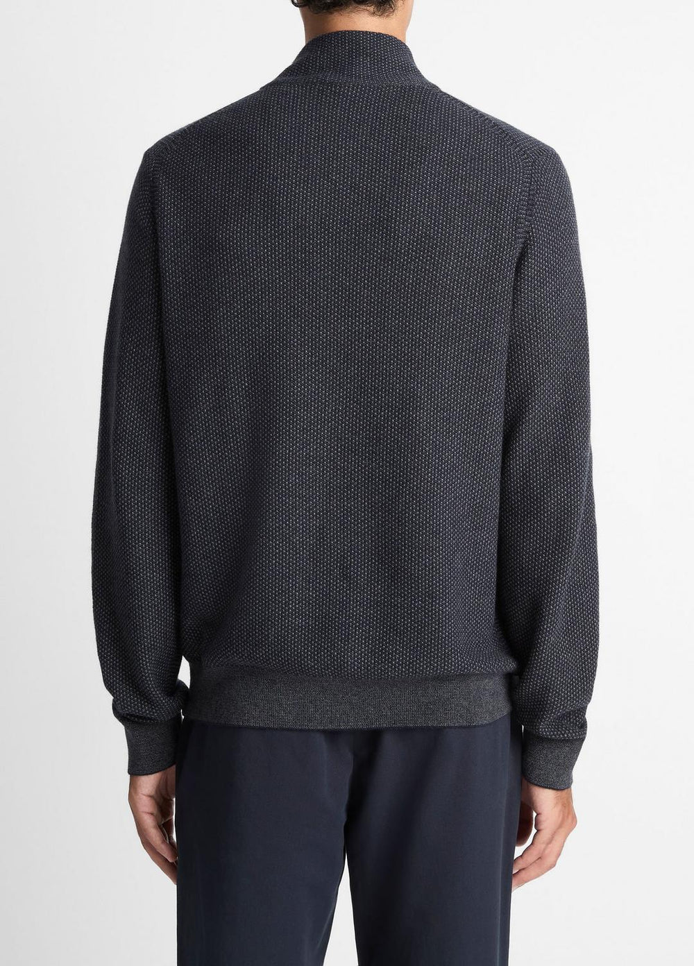Geo-Jacquard Wool-Blend Quarter-Zip Sweater in Quarter Zip - COASTAL BLUE/MEDIUM HEATHER GREY