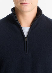 Plush Cashmere Quarter-Zip Sweater in Quarter Zip - COASTAL BLUE