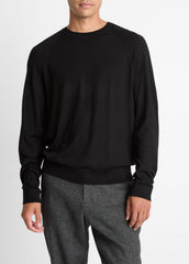 Featherweight Wool-Cashmere Crew Neck Sweater in Crew Neck - BLACK