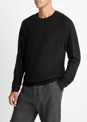 Featherweight Wool-Cashmere Crew Neck Sweater in Crew Neck - BLACK
