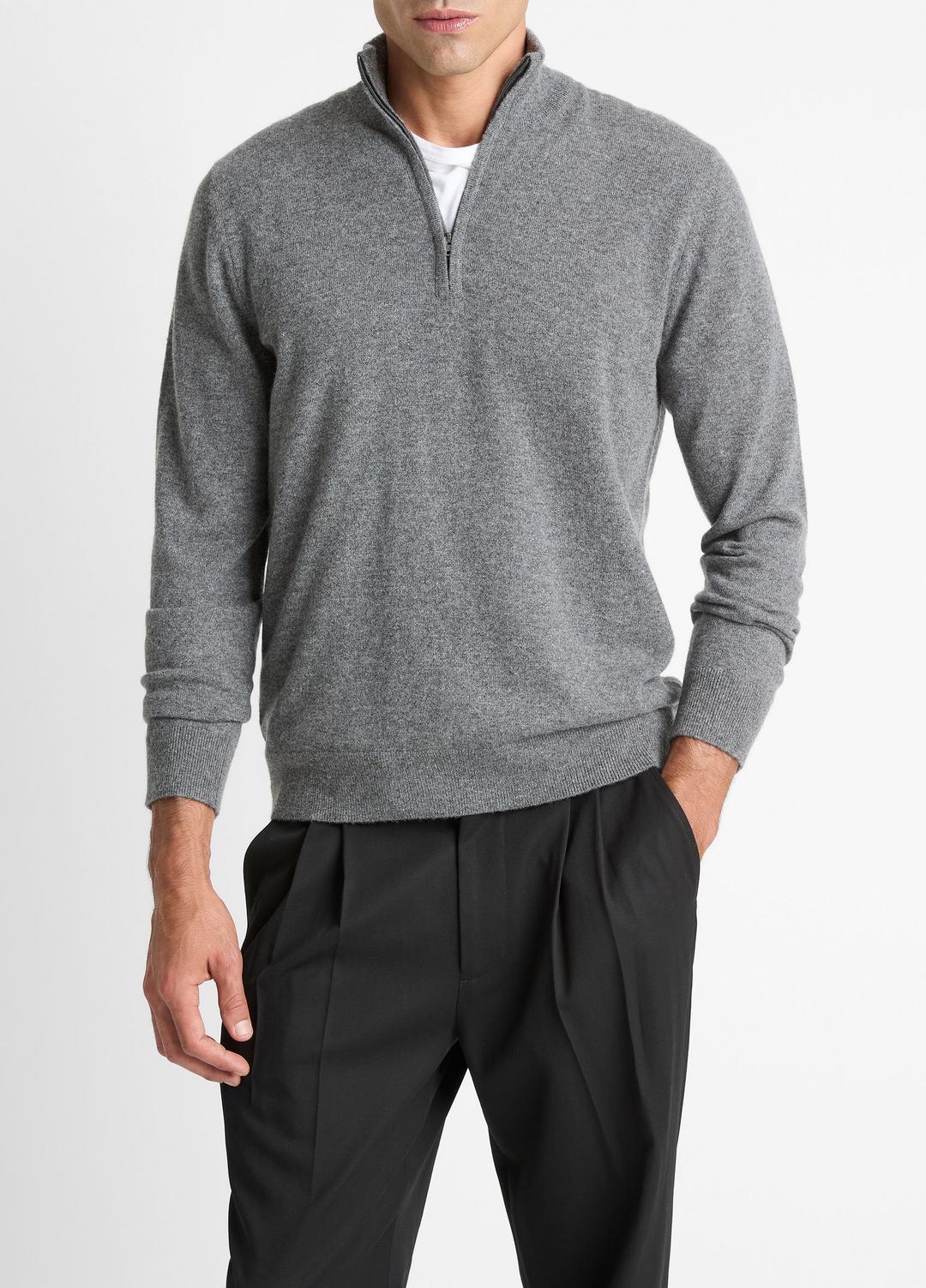 Cashmere Quarter-Zip Sweater in Quarter Zip - MEDIUM HEATHER GREY