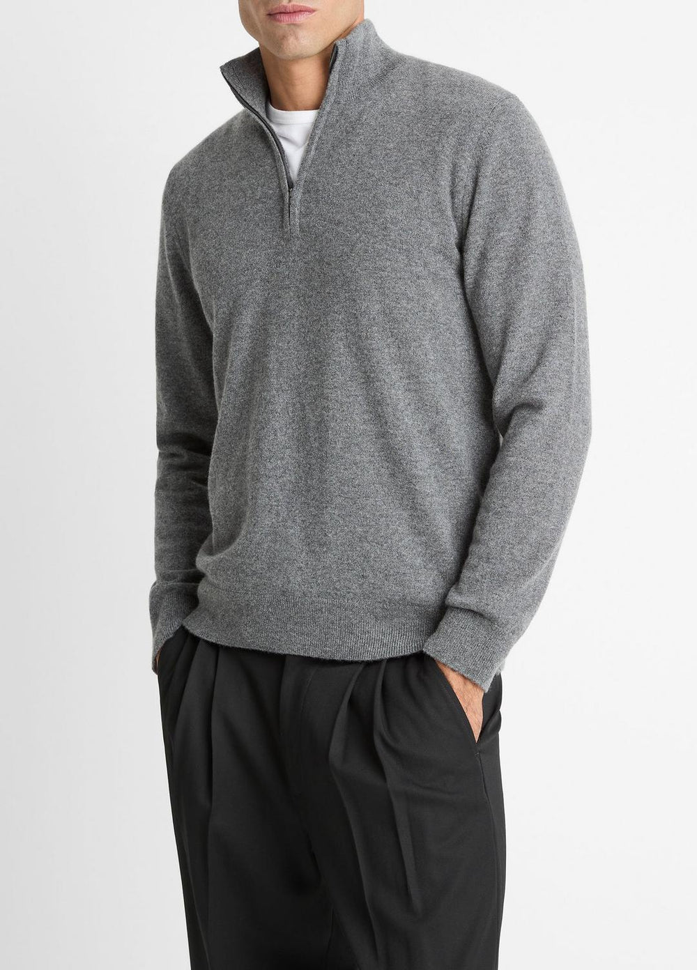 Cashmere Quarter-Zip Sweater in Quarter Zip - MEDIUM HEATHER GREY