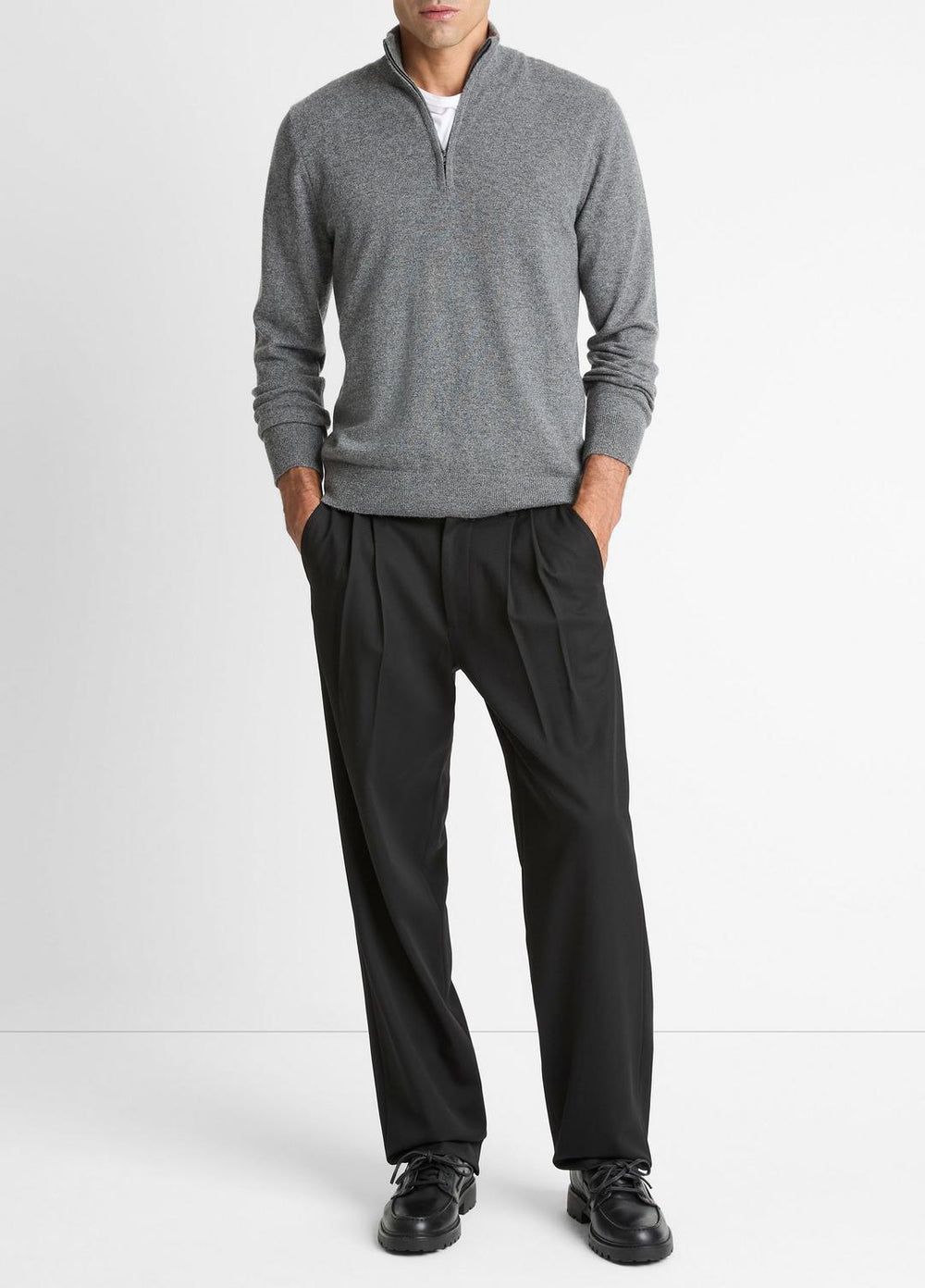 Cashmere Quarter-Zip Sweater in Quarter Zip - MEDIUM HEATHER GREY