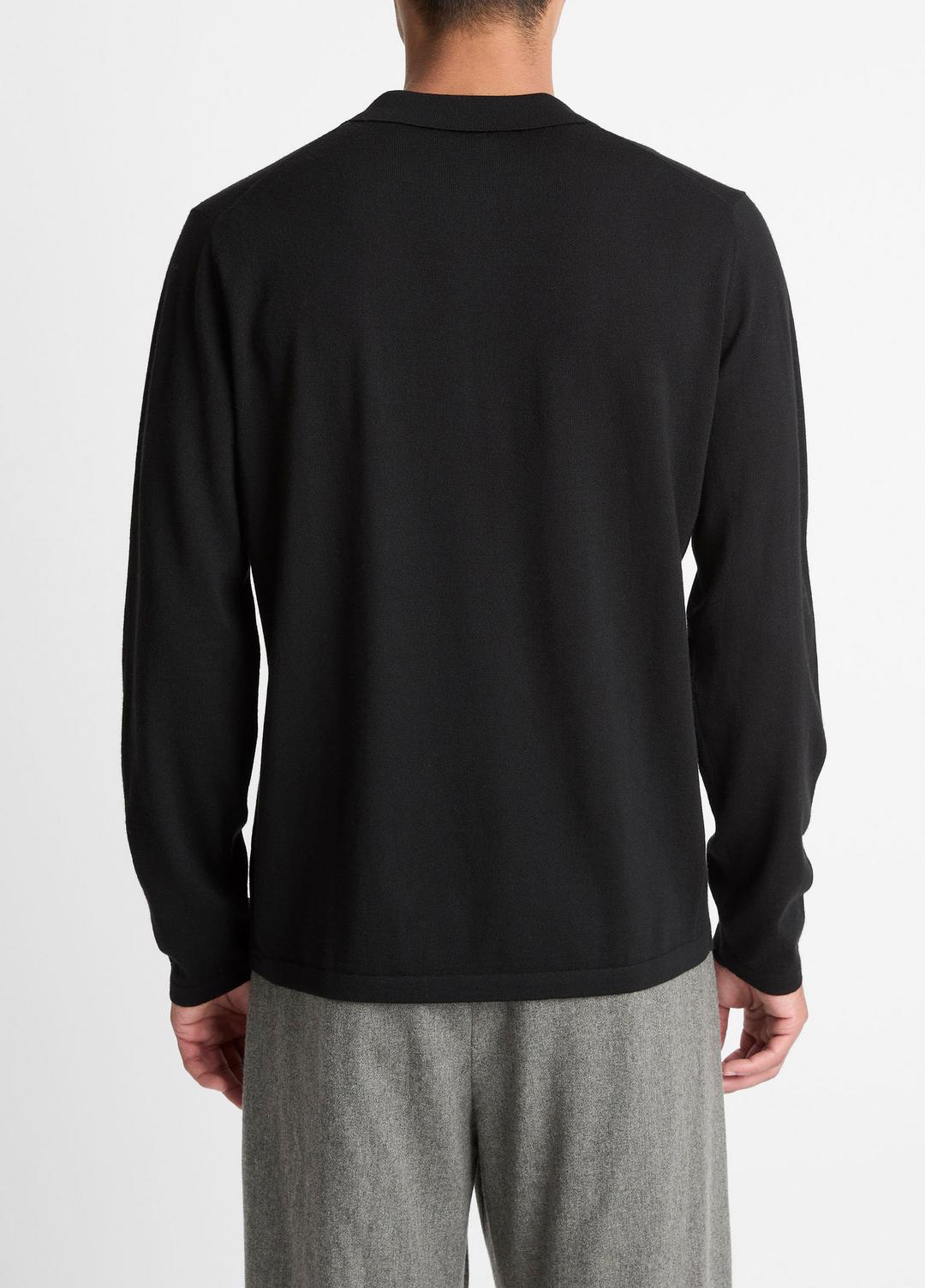 Wool Polo Sweater in Sweaters - BLACK