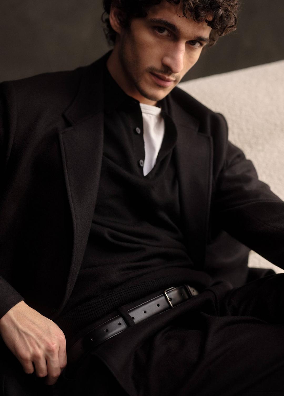 Wool Polo Sweater in Sweaters - BLACK