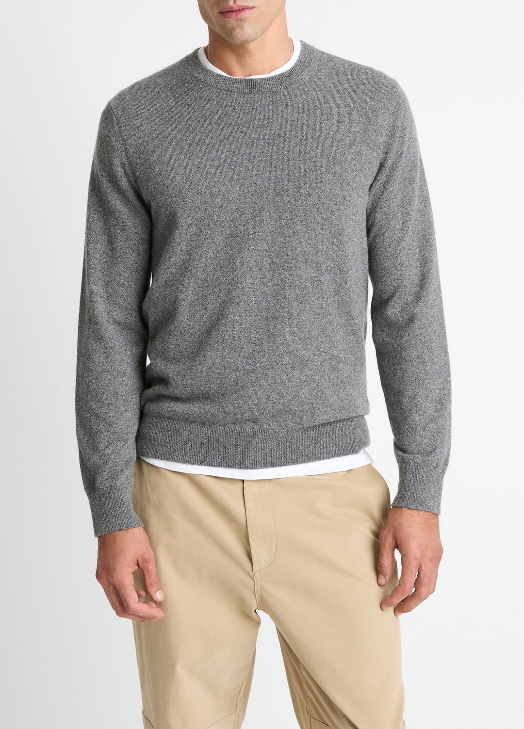 Cashmere Crew Neck Sweater in Crew Neck - MEDIUM HEATHER GREY