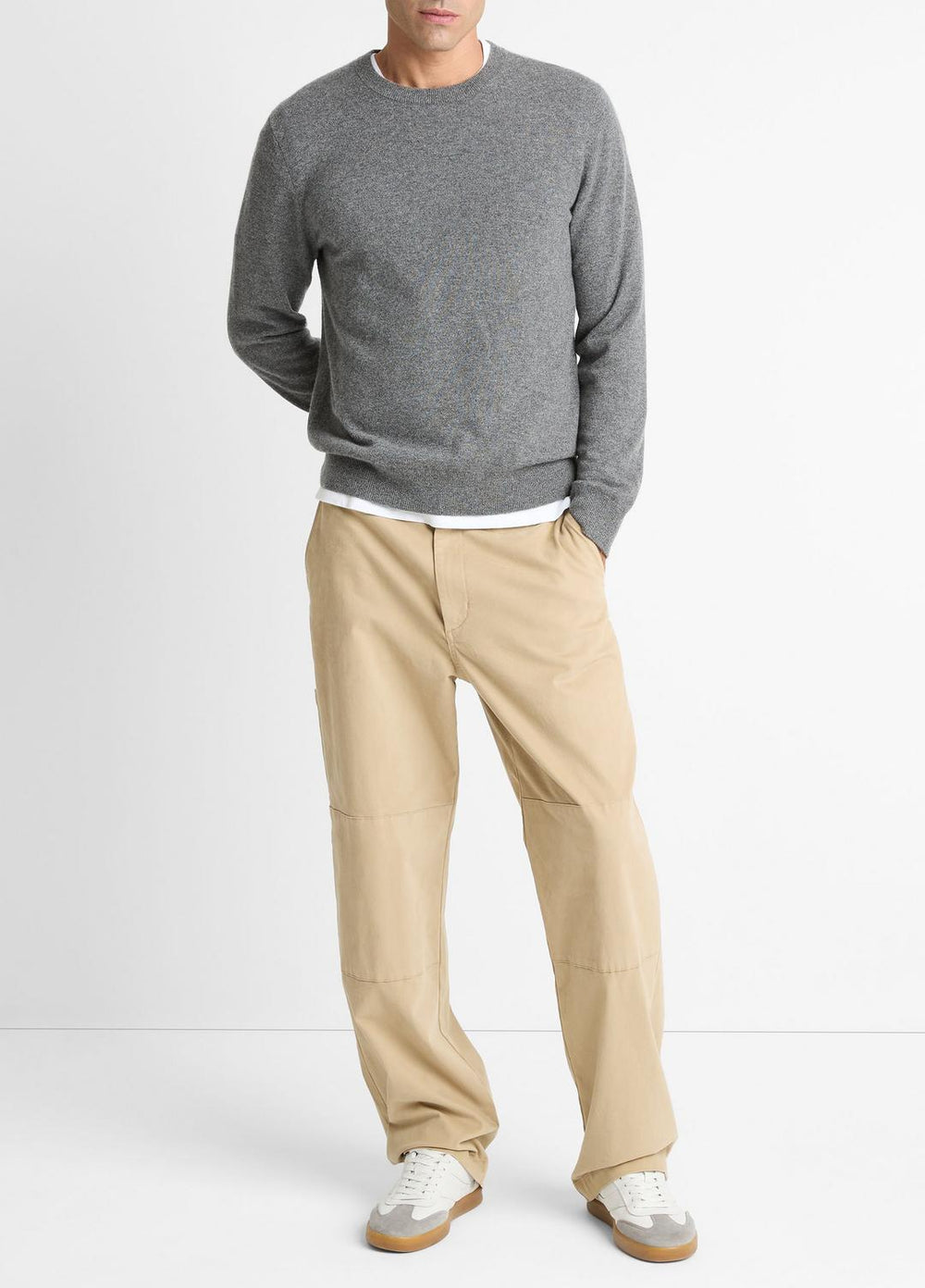 Cashmere Crew Neck Sweater in Crew Neck - MEDIUM HEATHER GREY