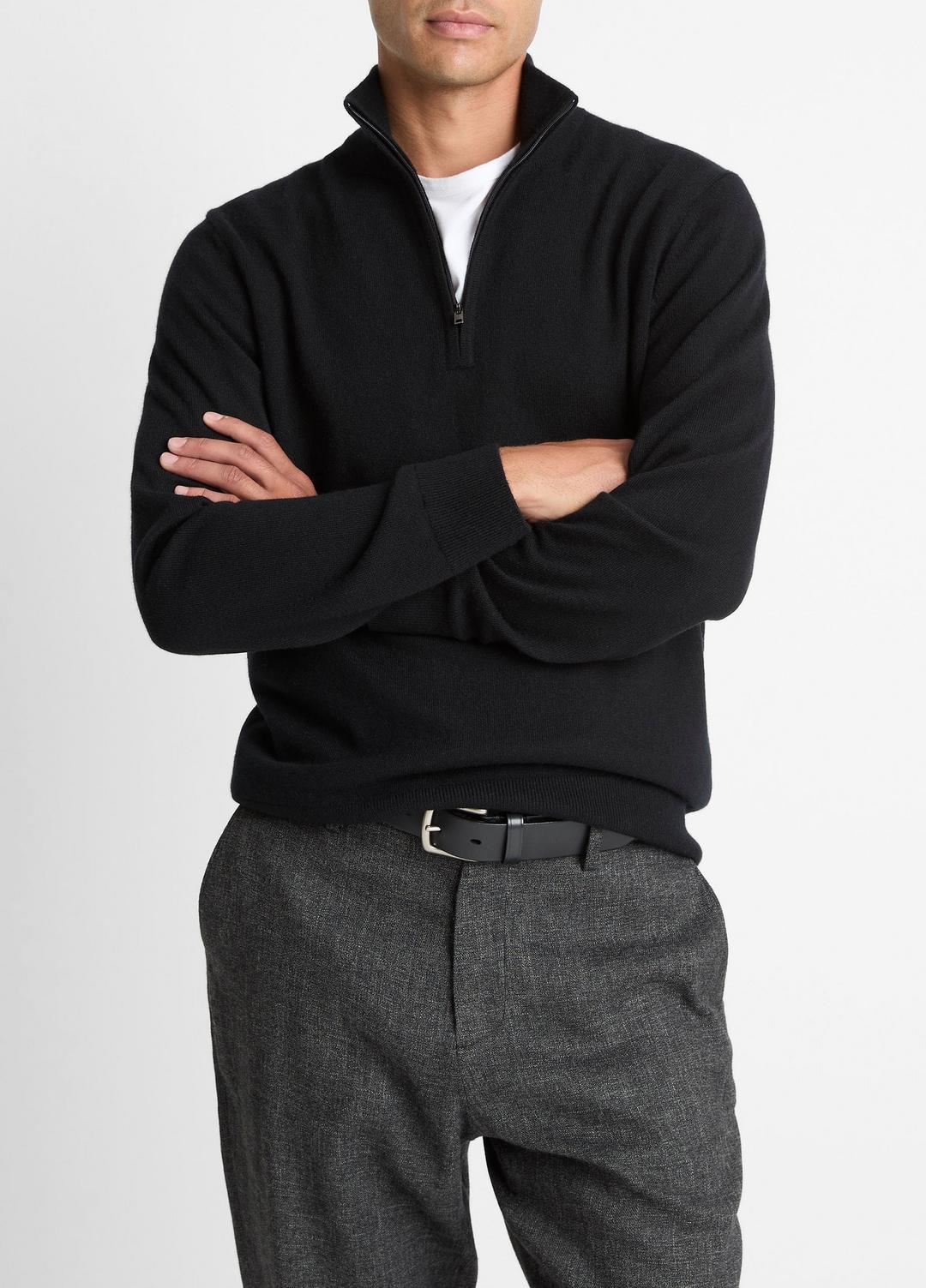 Cashmere Quarter-Zip Sweater in Quarter Zip - BLACK