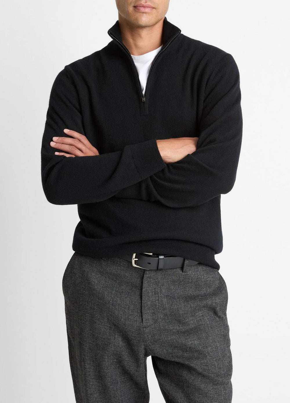 Cashmere Quarter-Zip Sweater in Quarter Zip - BLACK